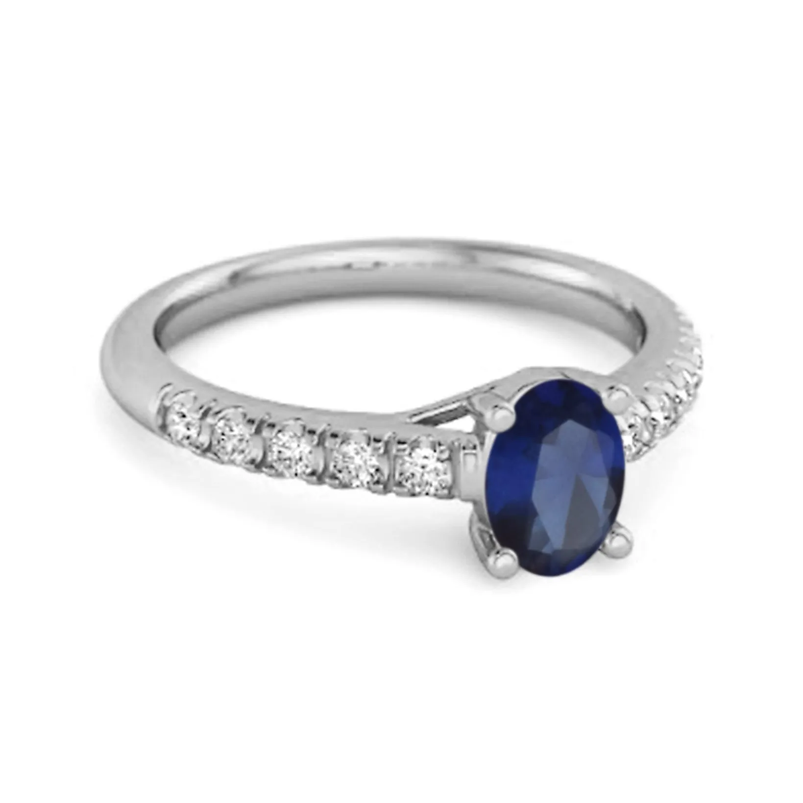 Solitaire Blue Sapphire 925 Sterling Silver Floating Halo Bridal Ring