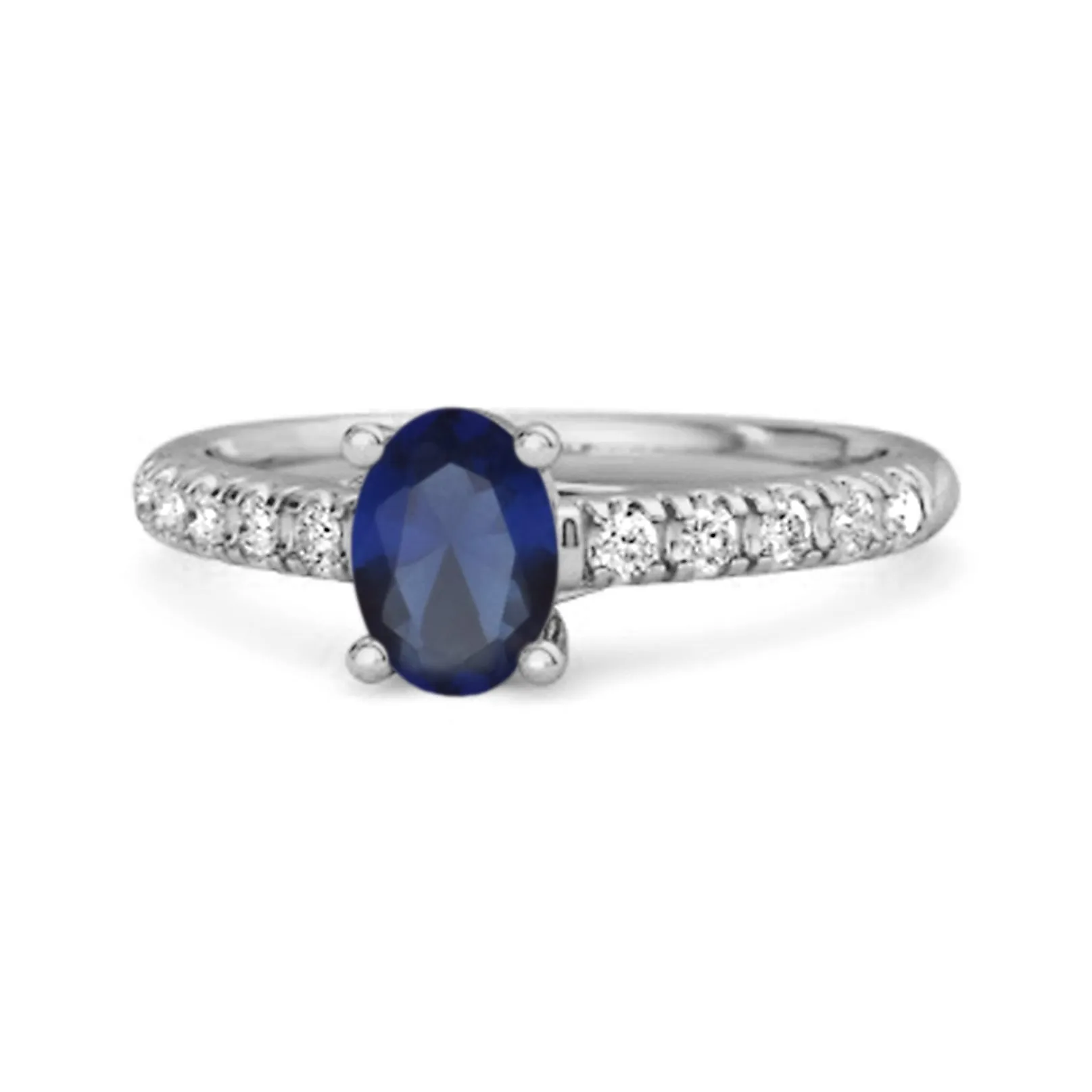 Solitaire Blue Sapphire 925 Sterling Silver Floating Halo Bridal Ring