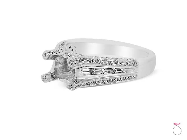 Solitaire Engagement Ring Setting in 0.92ctw 18K White Gold