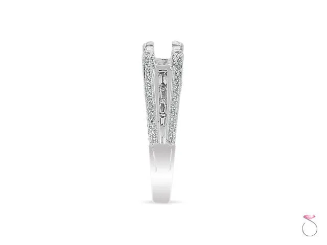 Solitaire Engagement Ring Setting in 0.92ctw 18K White Gold