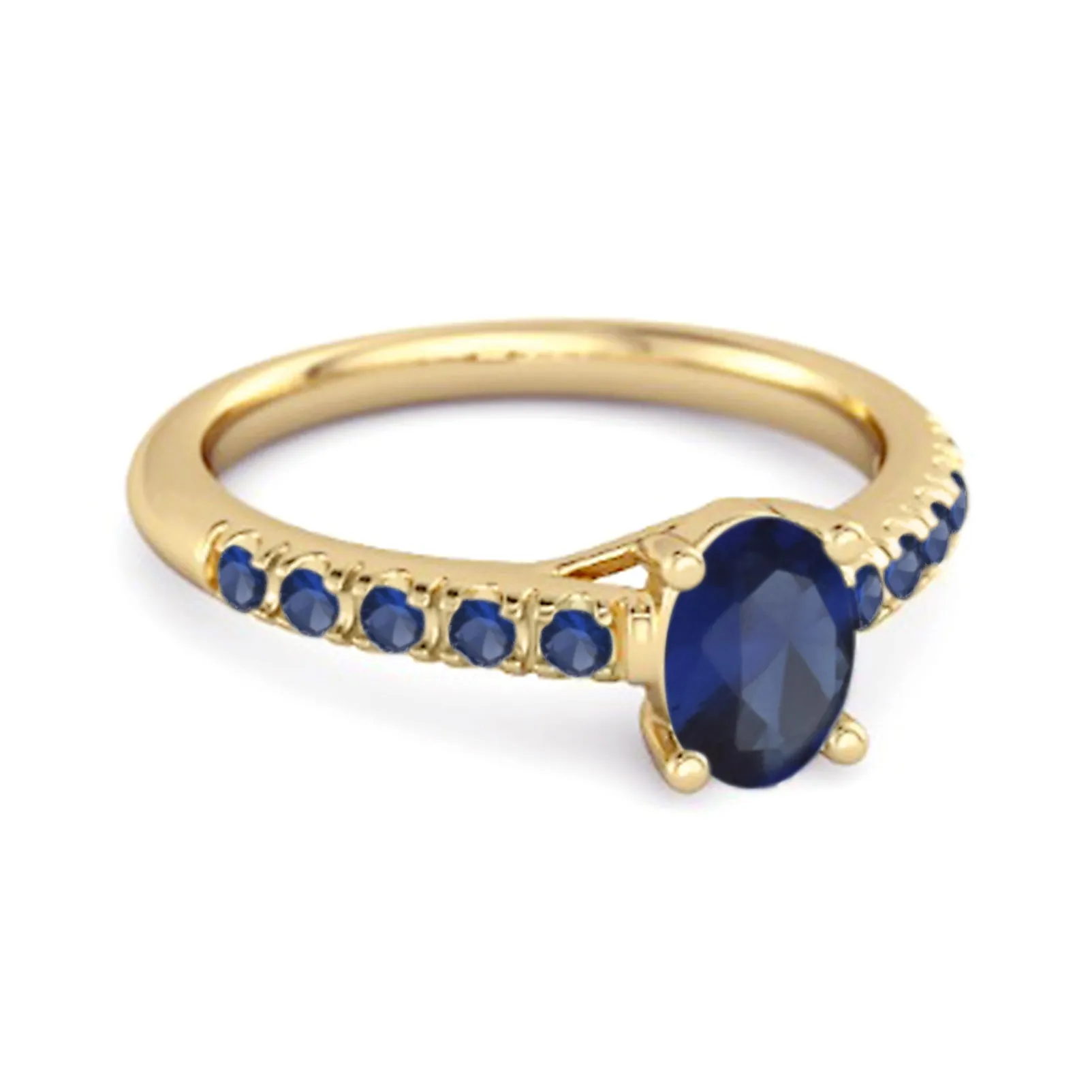 Solitaire Oval Blue Sapphire 925 Sterling Silver Floating Halo Ring