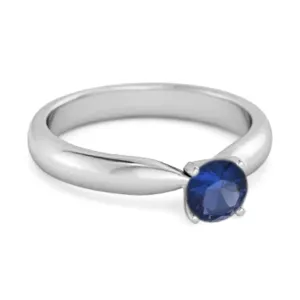 Solitaire Round Cut Blue Sapphire 925 Sterling Silver Promise Ring