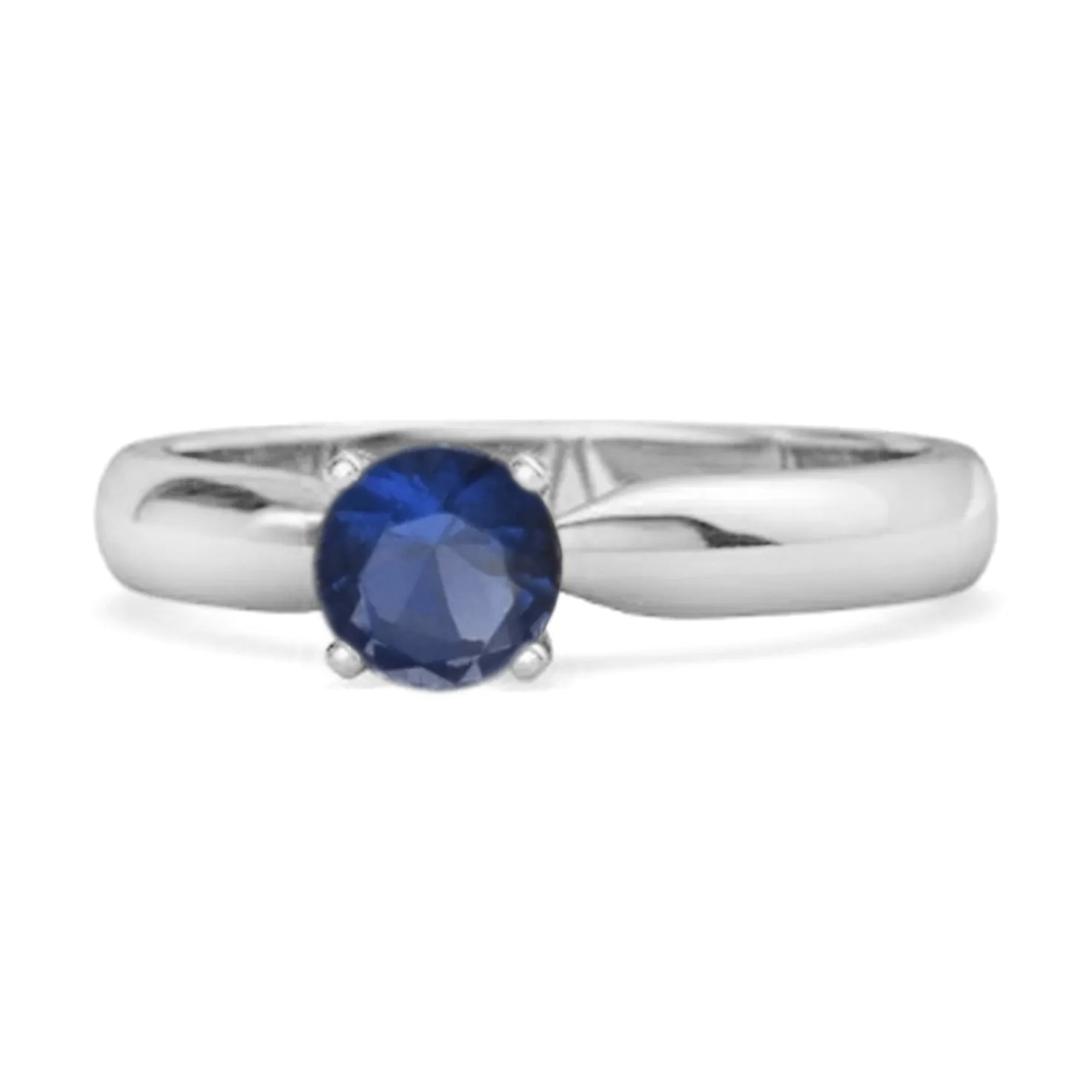 Solitaire Round Cut Blue Sapphire 925 Sterling Silver Promise Ring