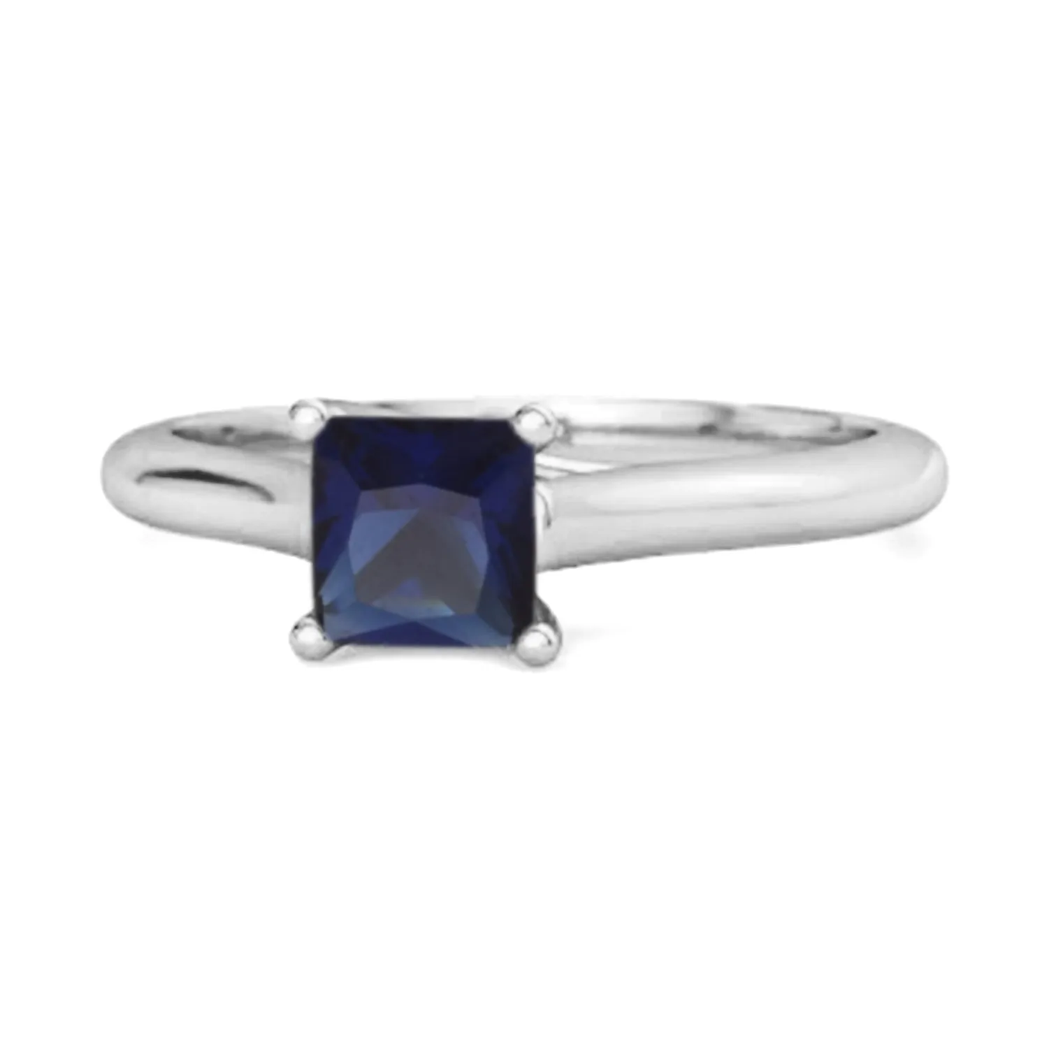 Solitaire Square Cut Blue Sapphire 925 Sterling Silver Promise Ring