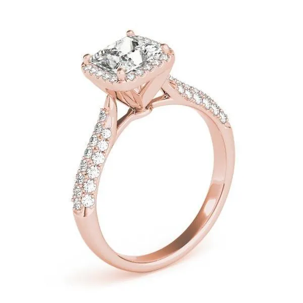 Sonya Princess/Square Moissanite Micro Pave Cathedral Halo Engagement Ring