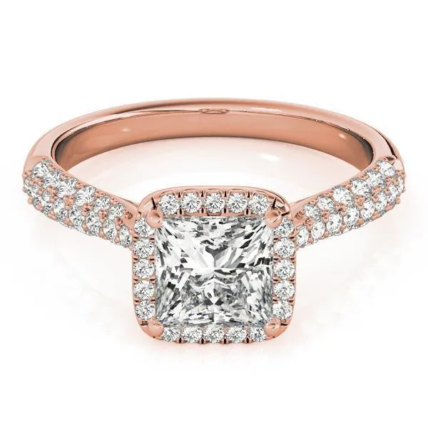 Sonya Princess/Square Moissanite Micro Pave Cathedral Halo Engagement Ring