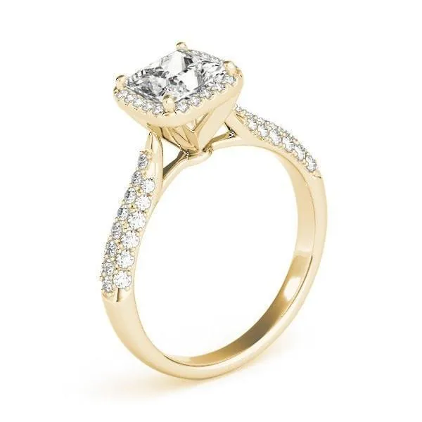 Sonya Princess/Square Moissanite Micro Pave Cathedral Halo Engagement Ring