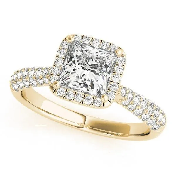 Sonya Princess/Square Moissanite Micro Pave Cathedral Halo Engagement Ring
