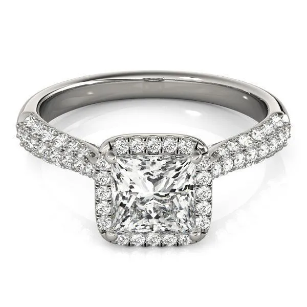 Sonya Princess/Square Moissanite Micro Pave Cathedral Halo Engagement Ring