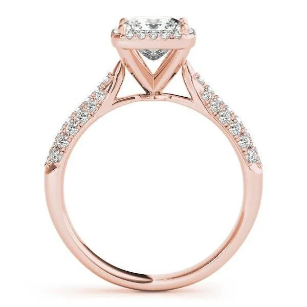 Sonya Princess/Square Moissanite Micro Pave Cathedral Halo Engagement Ring