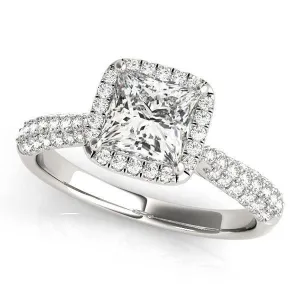 Sonya Princess/Square Moissanite Micro Pave Cathedral Halo Engagement Ring