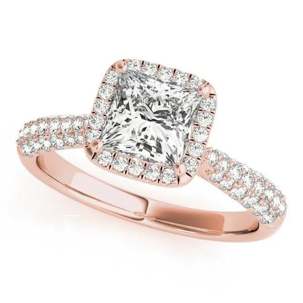 Sonya Princess/Square Moissanite Micro Pave Cathedral Halo Engagement Ring