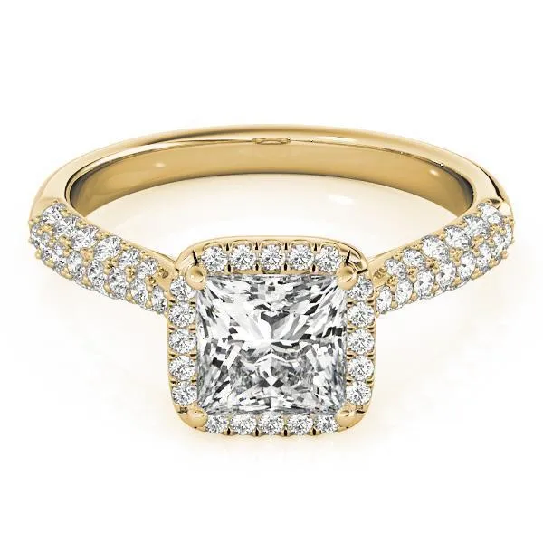 Sonya Princess/Square Moissanite Micro Pave Cathedral Halo Engagement Ring