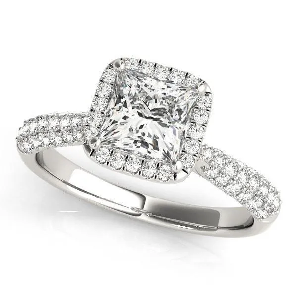 Sonya Princess/Square Moissanite Micro Pave Cathedral Halo Engagement Ring