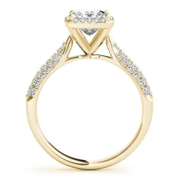 Sonya Princess/Square Moissanite Micro Pave Cathedral Halo Engagement Ring
