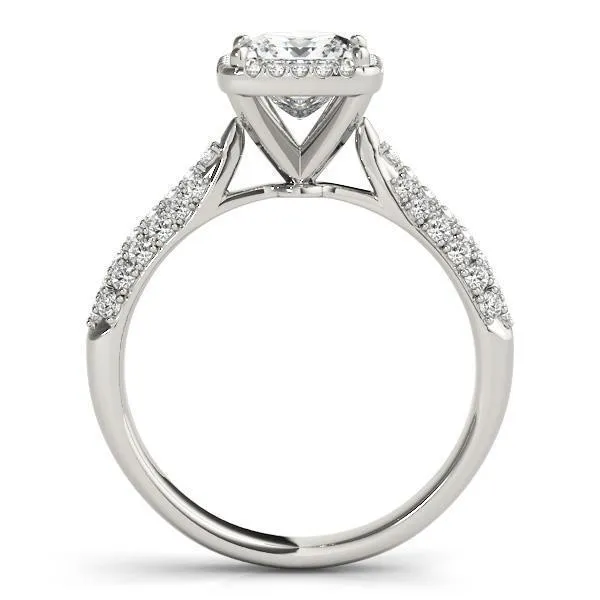 Sonya Princess/Square Moissanite Micro Pave Cathedral Halo Engagement Ring