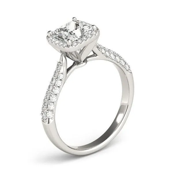 Sonya Princess/Square Moissanite Micro Pave Cathedral Halo Engagement Ring