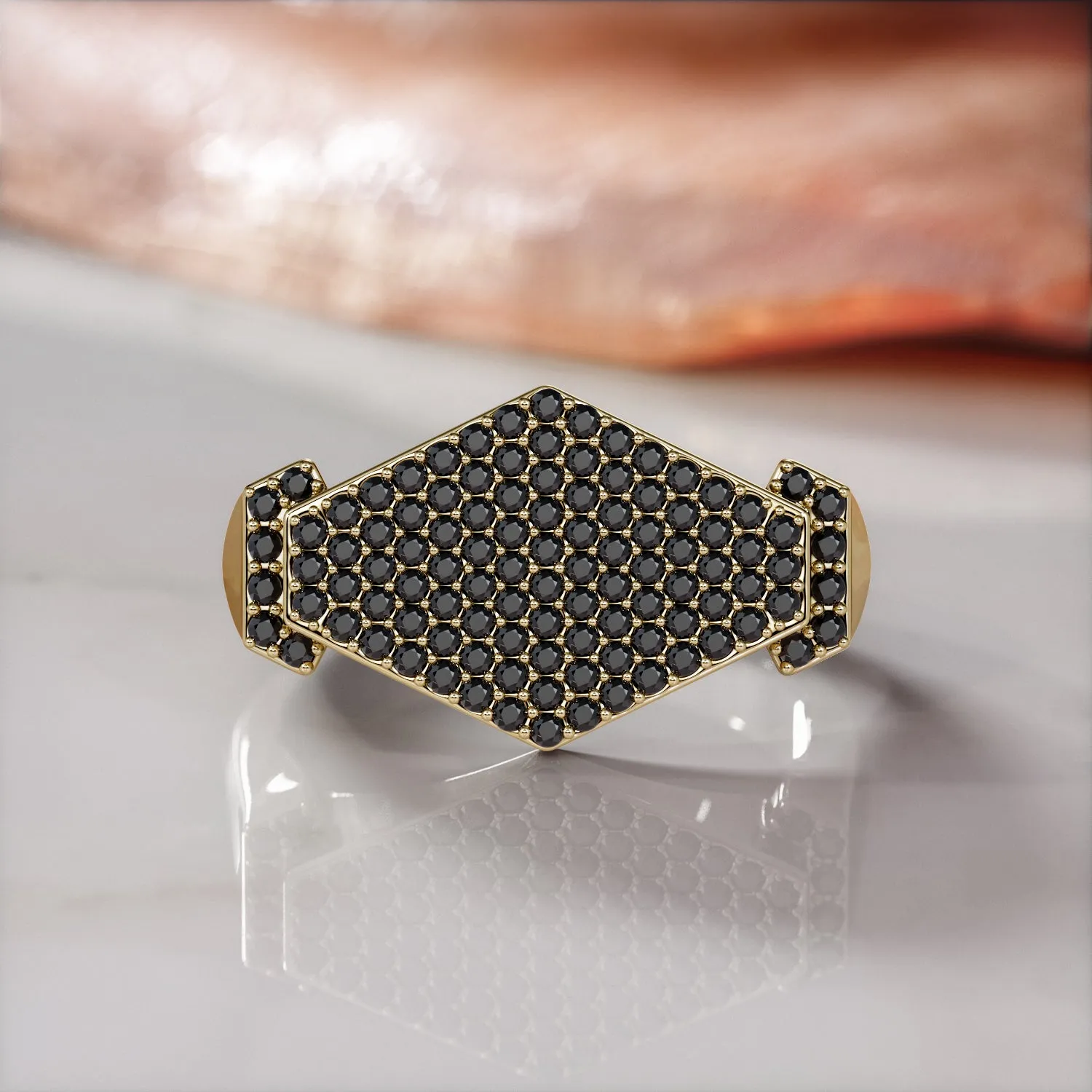 Space-Time - Pav'e Natural Black Diamond Wedding RIng