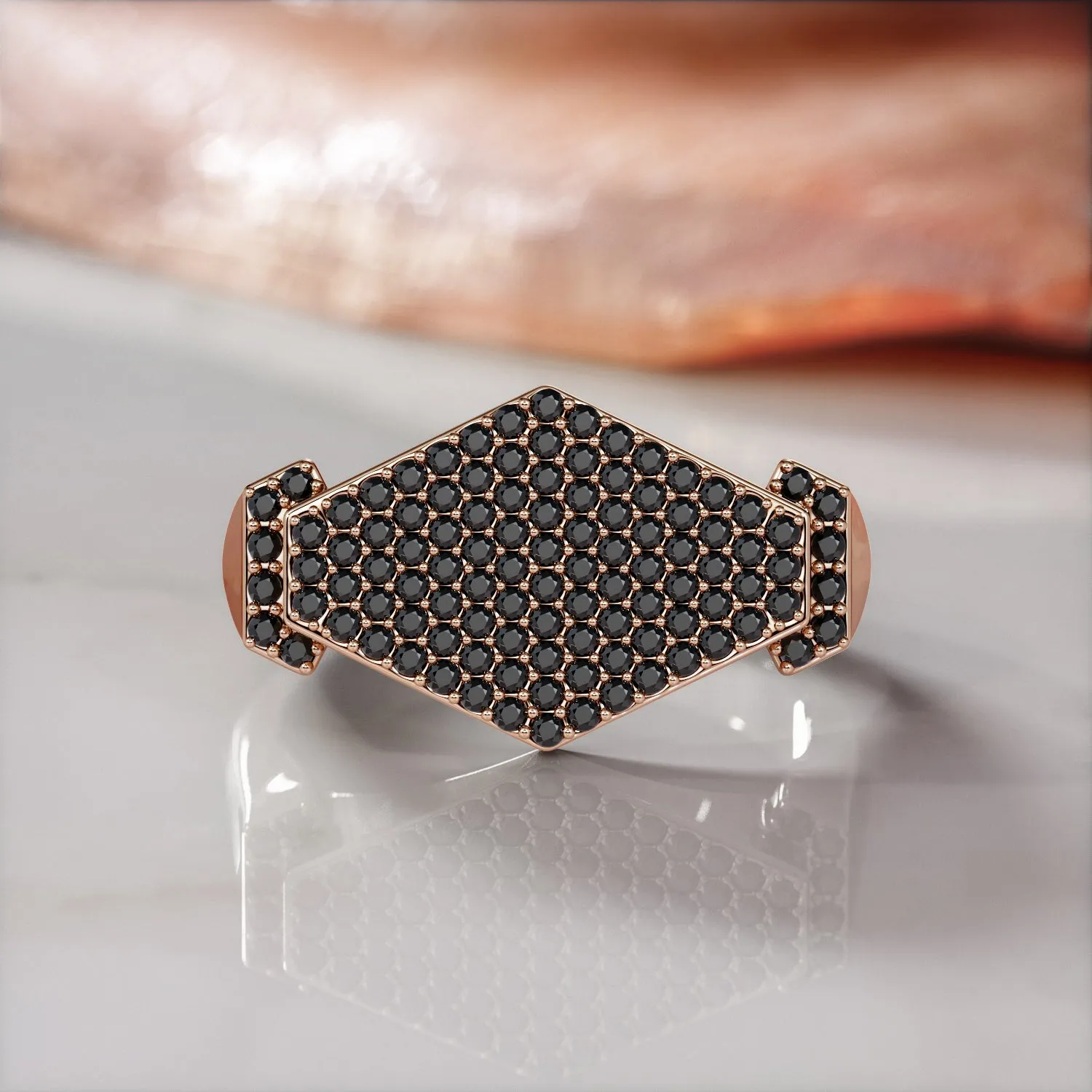 Space-Time - Pav'e Natural Black Diamond Wedding RIng