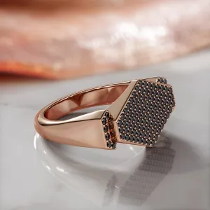Space-Time - Pav'e Natural Black Diamond Wedding RIng