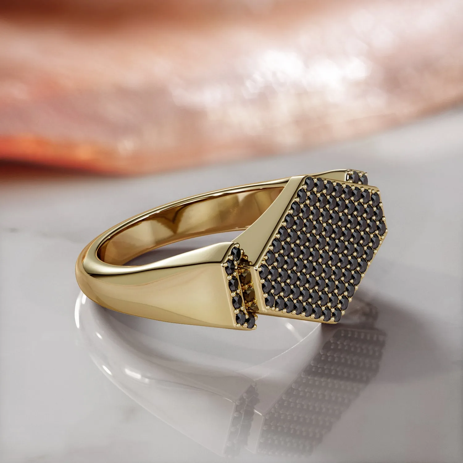 Space-Time - Pav'e Natural Black Diamond Wedding RIng