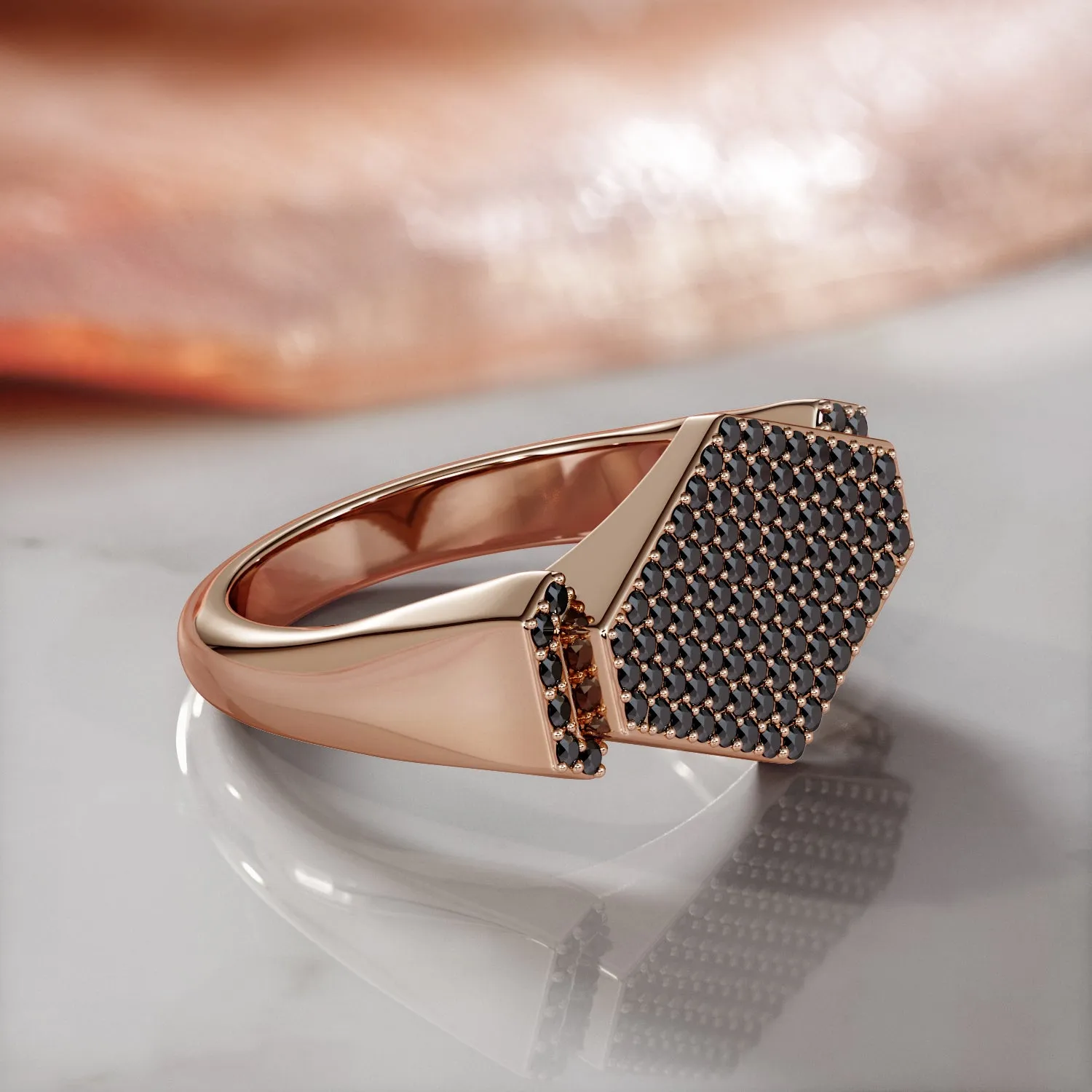 Space-Time - Pav'e Natural Black Diamond Wedding RIng