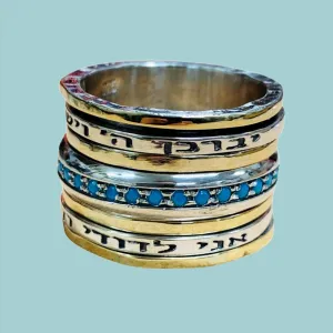 Spinner ring for woman . Hebrew Fidget Meditation ring.