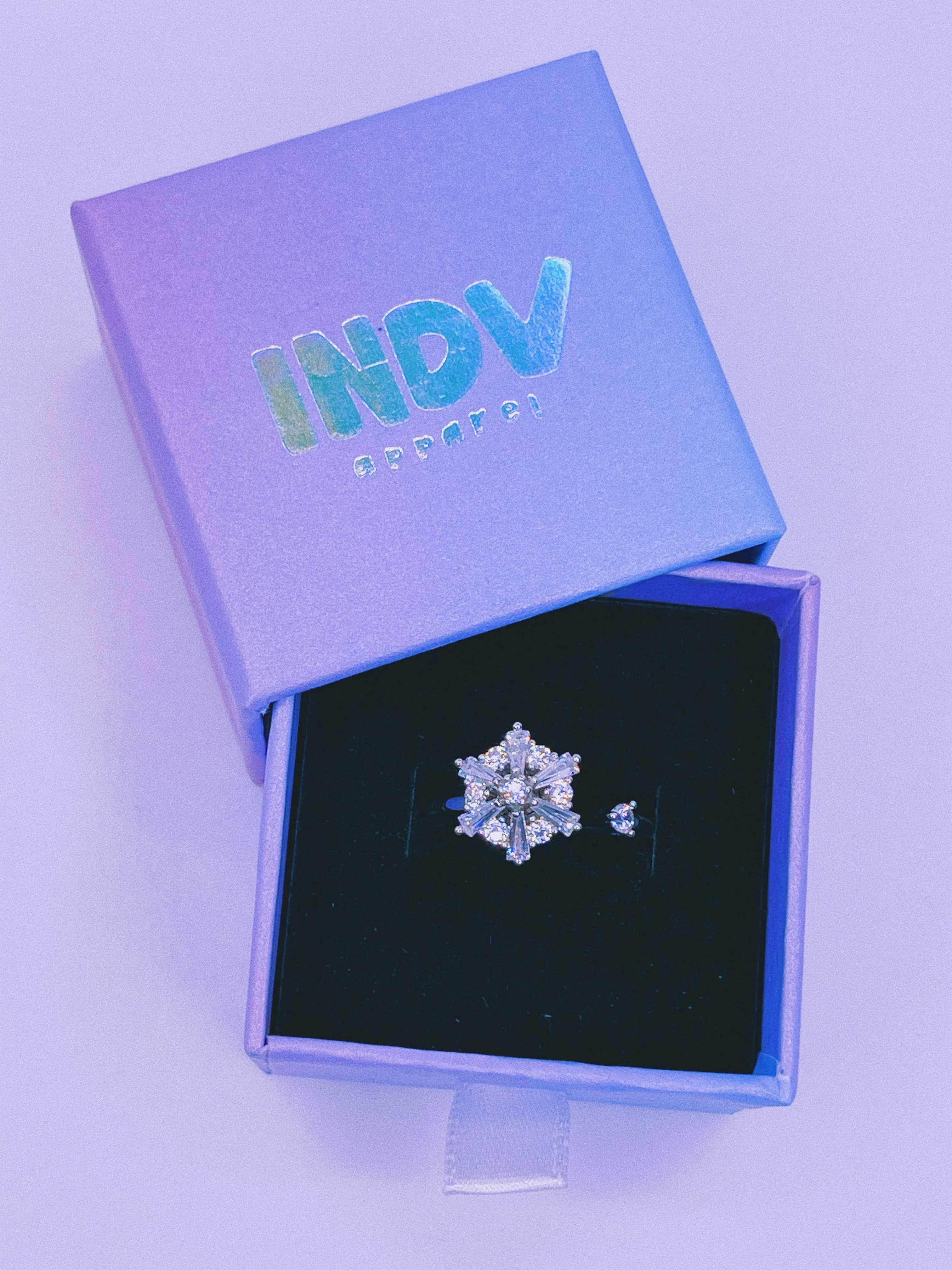 Spinning Crystal Snowflake Rings