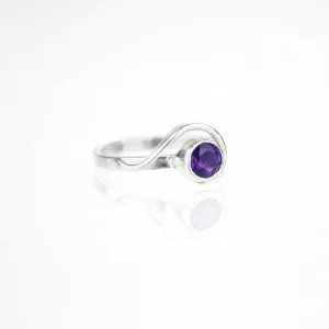 Spiral Ring with 5mm Amethyst