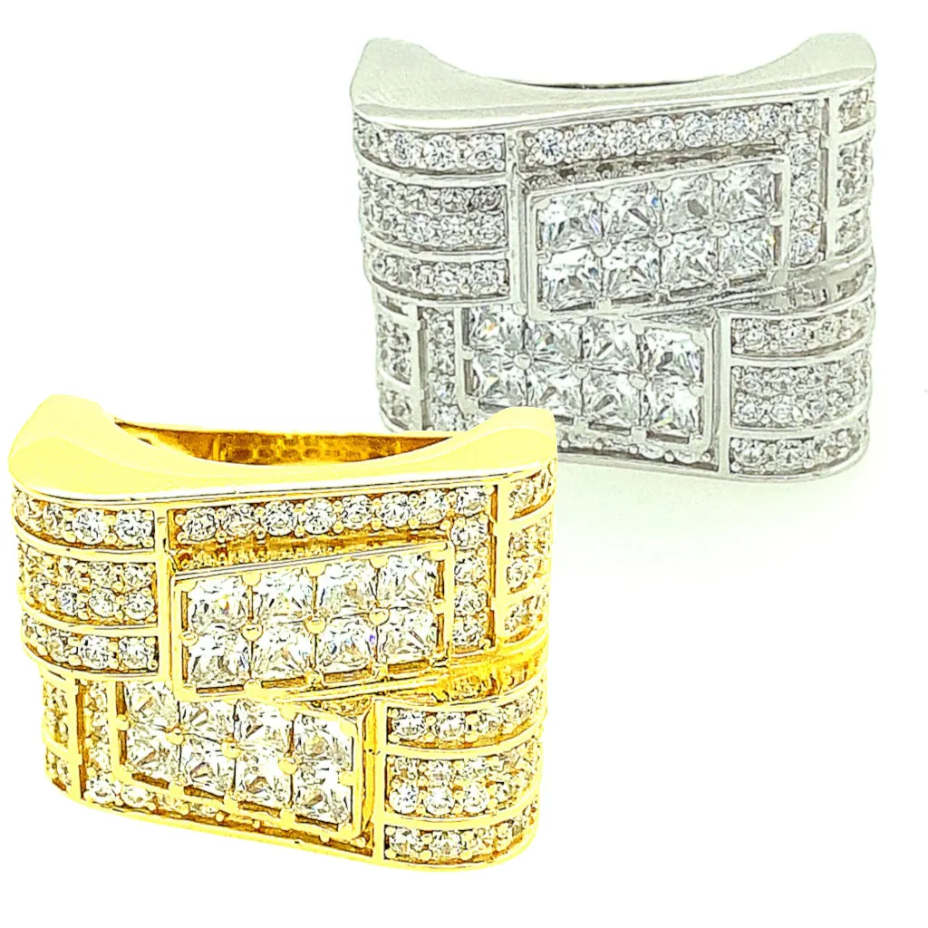 Square Sterling Silver Simulated Icy Dimond Ring