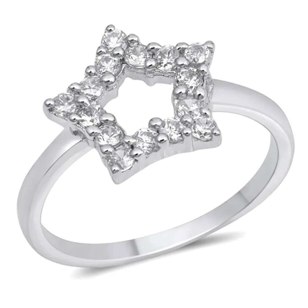 Star Micro Pave Clear CZ Cute Ring New .925 Sterling Silver Band Sizes 4-11