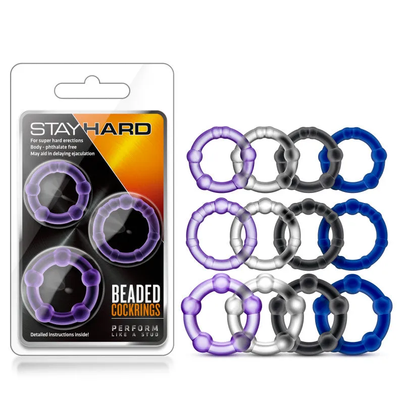 Stay  Beaded Rings 3 Pack -  Black