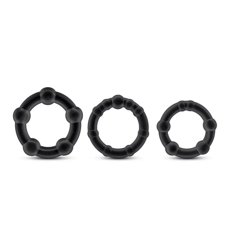 Stay  Beaded Rings 3 Pack -  Black