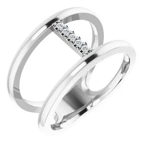 Sterling Silver .04 CTW Diamond Negative Space Ring
