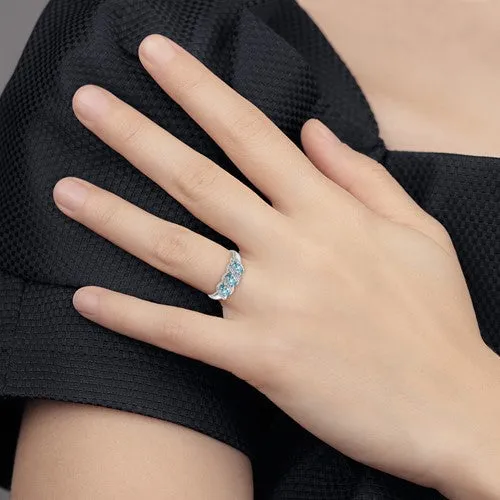 Sterling Silver 3-Stone Gemstone & Diamond Rings