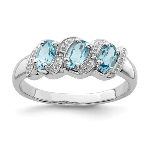 Sterling Silver 3-Stone Gemstone & Diamond Rings