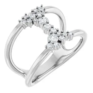 Sterling Silver 3/8 CTW Natural Diamond Negative Space Ring