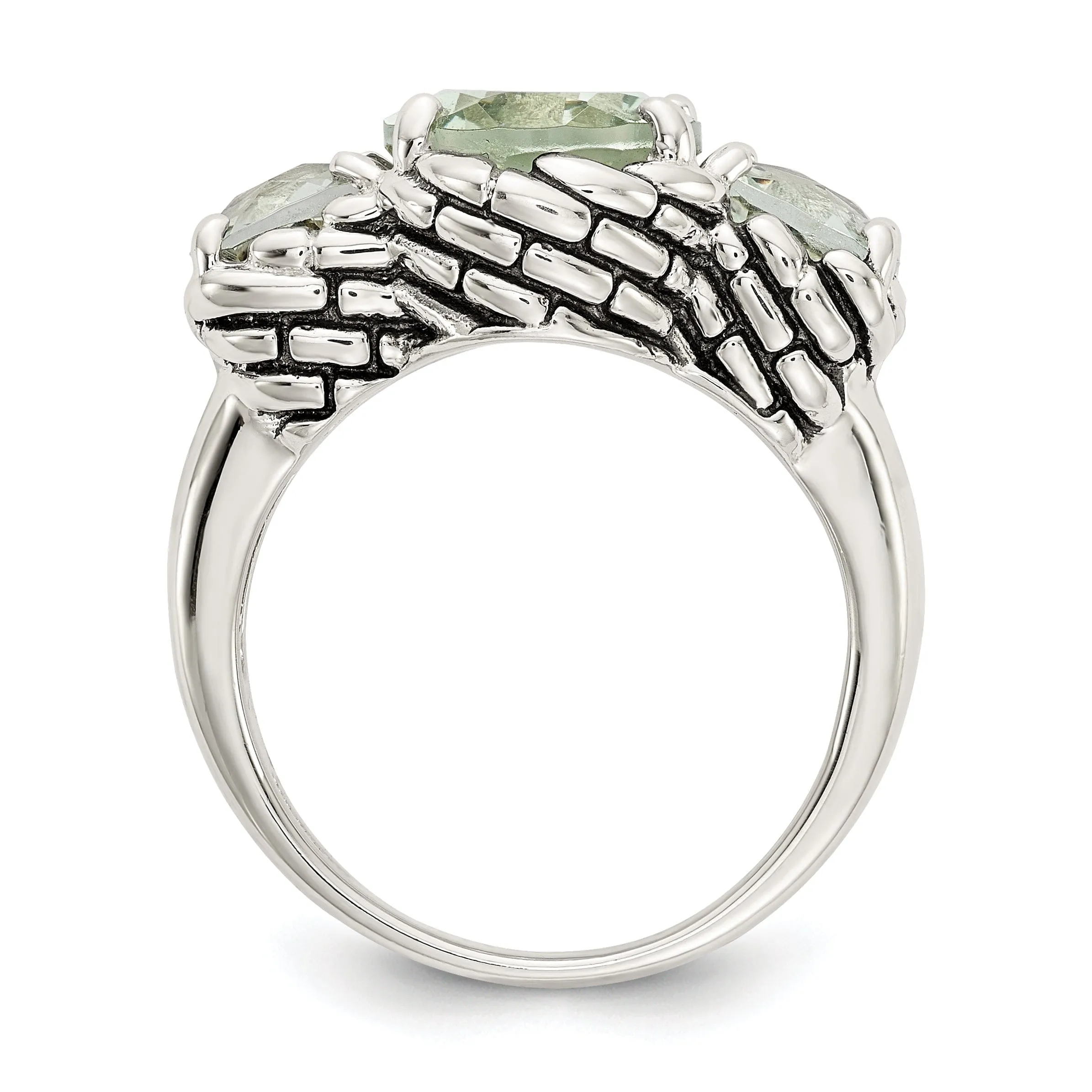 Sterling Silver 5.15 Green Amethyst Ring