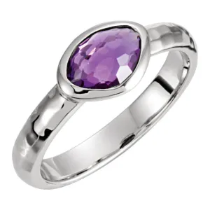 Sterling Silver 7x5x4mm Amethyst Ring Size 7