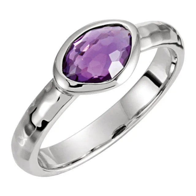 Sterling Silver 7x5x4mm Amethyst Ring Size 7