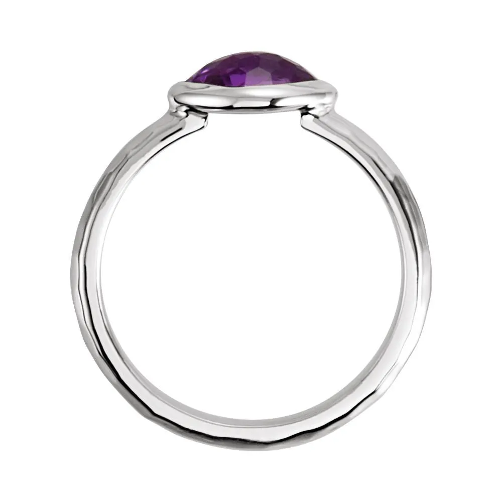 Sterling Silver 7x5x4mm Amethyst Ring Size 7