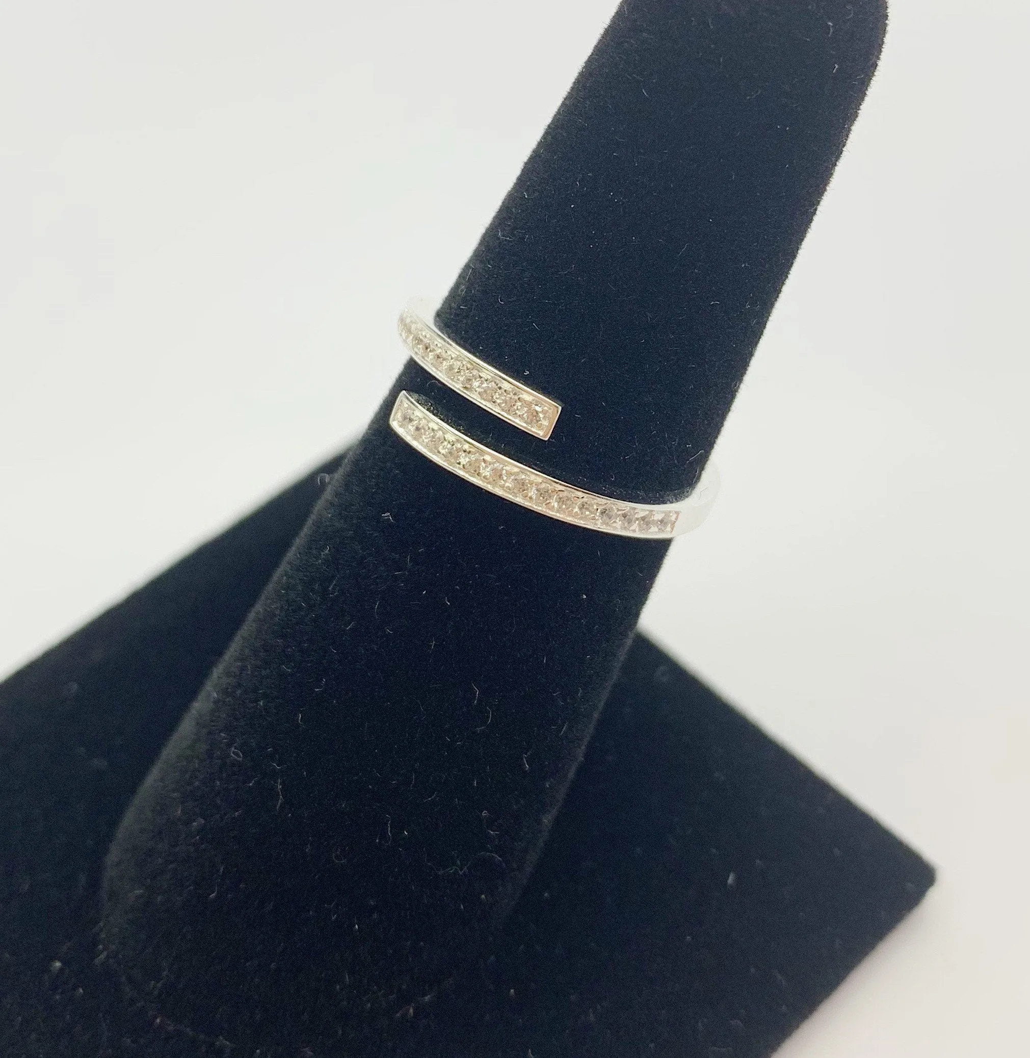 Sterling Silver Adjustable Ring with Cubic Zirconia Stones