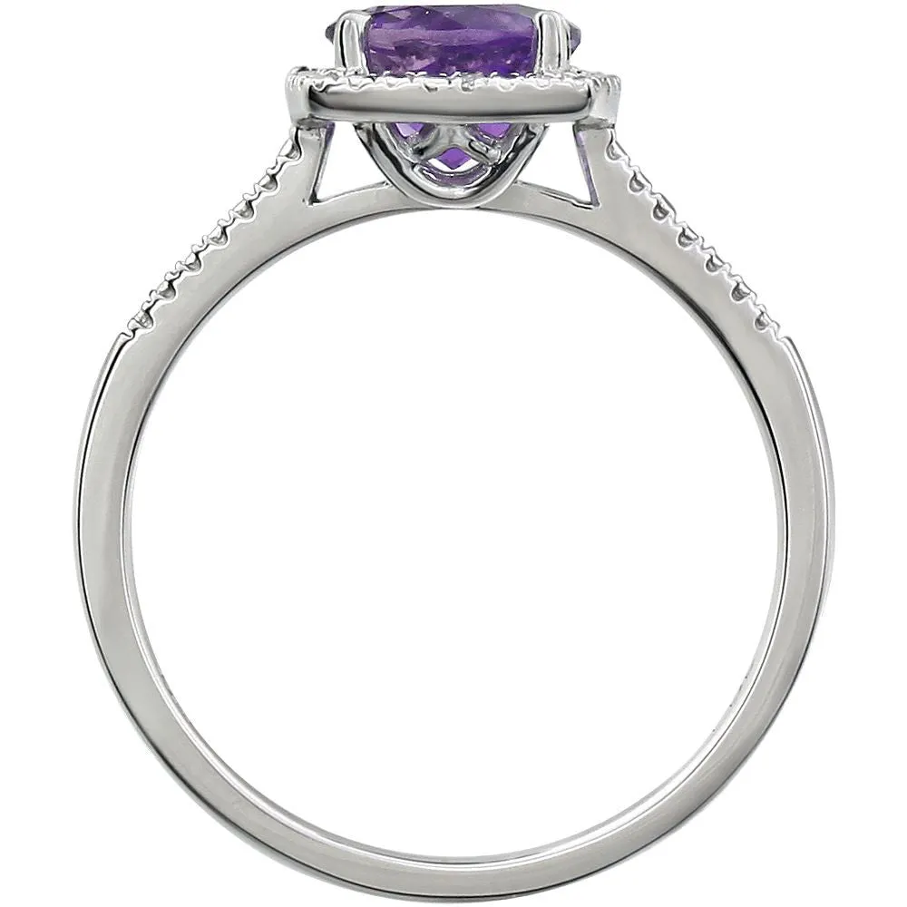 Sterling Silver Amethyst & .01 CTW Diamond Ring, Size 5