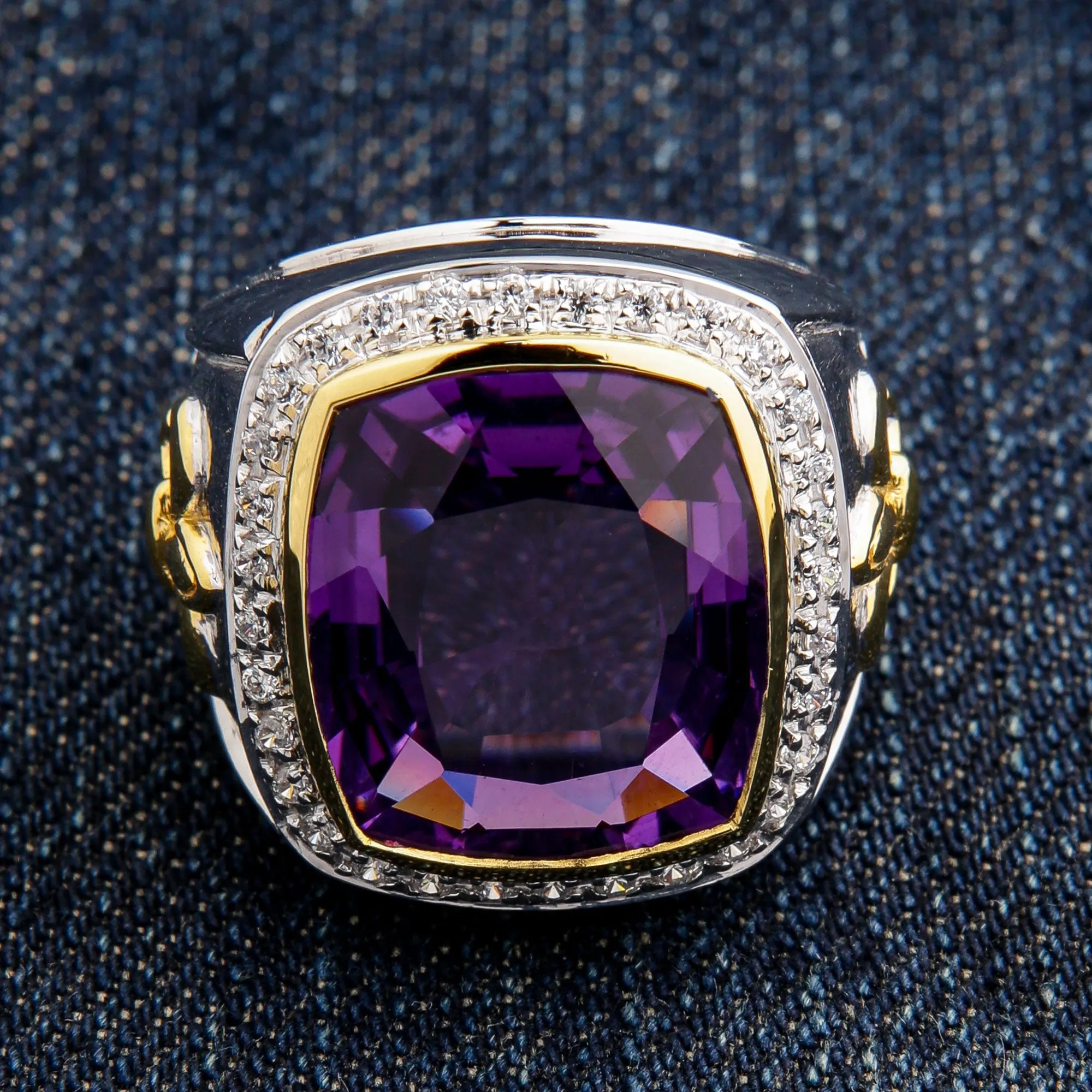 Sterling Silver Amethyst Fleur-de-Lis Bishop Ring