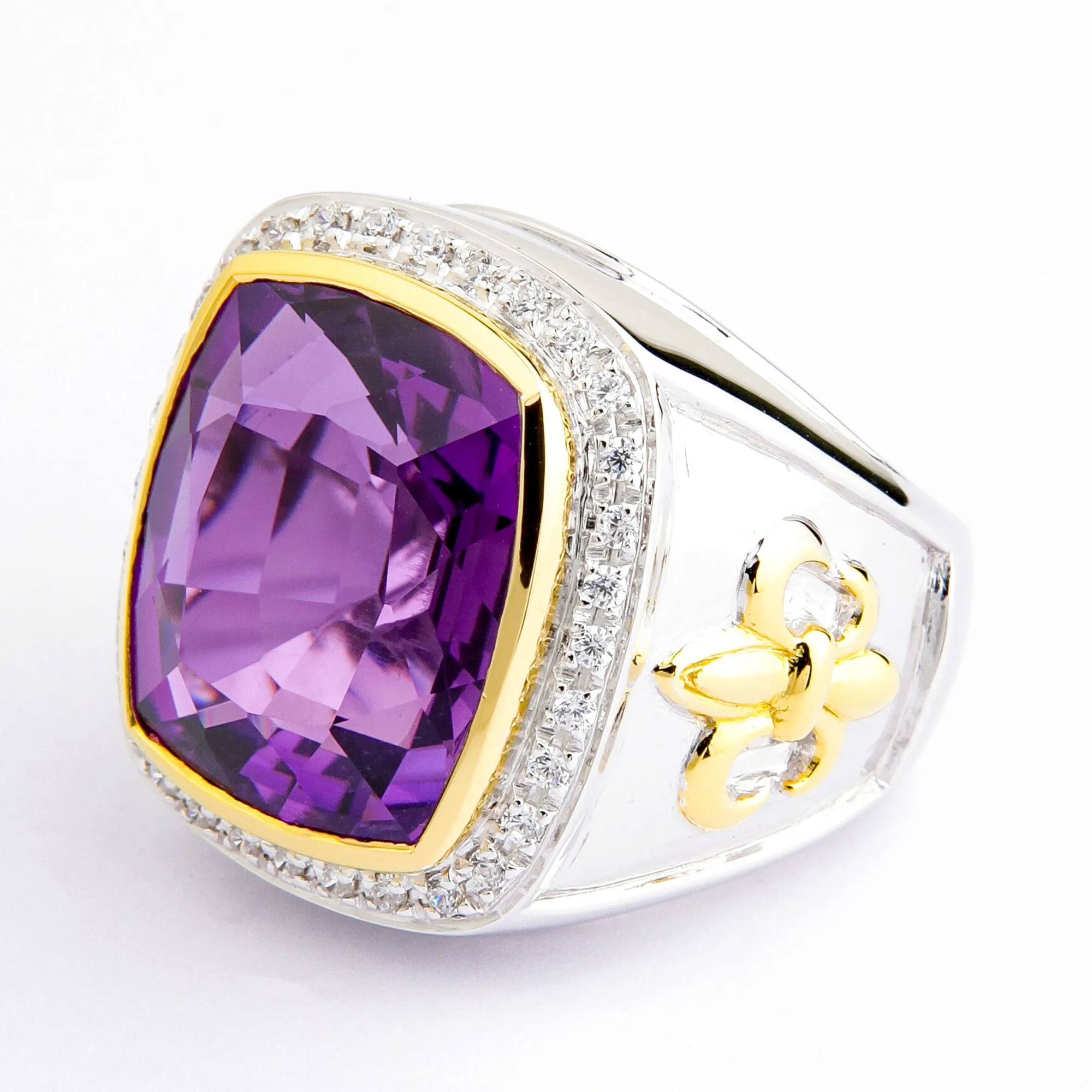Sterling Silver Amethyst Fleur-de-Lis Bishop Ring