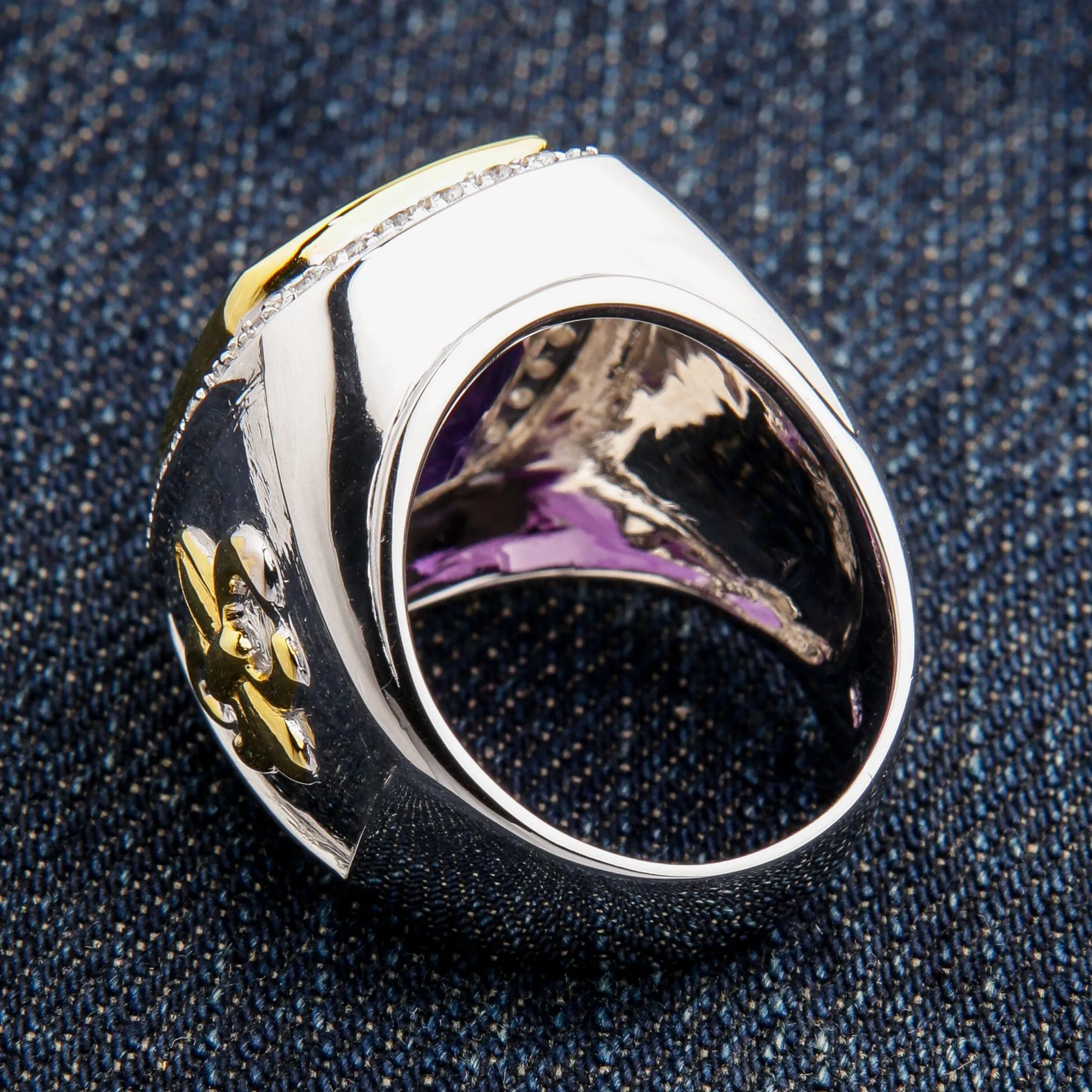 Sterling Silver Amethyst Fleur-de-Lis Bishop Ring