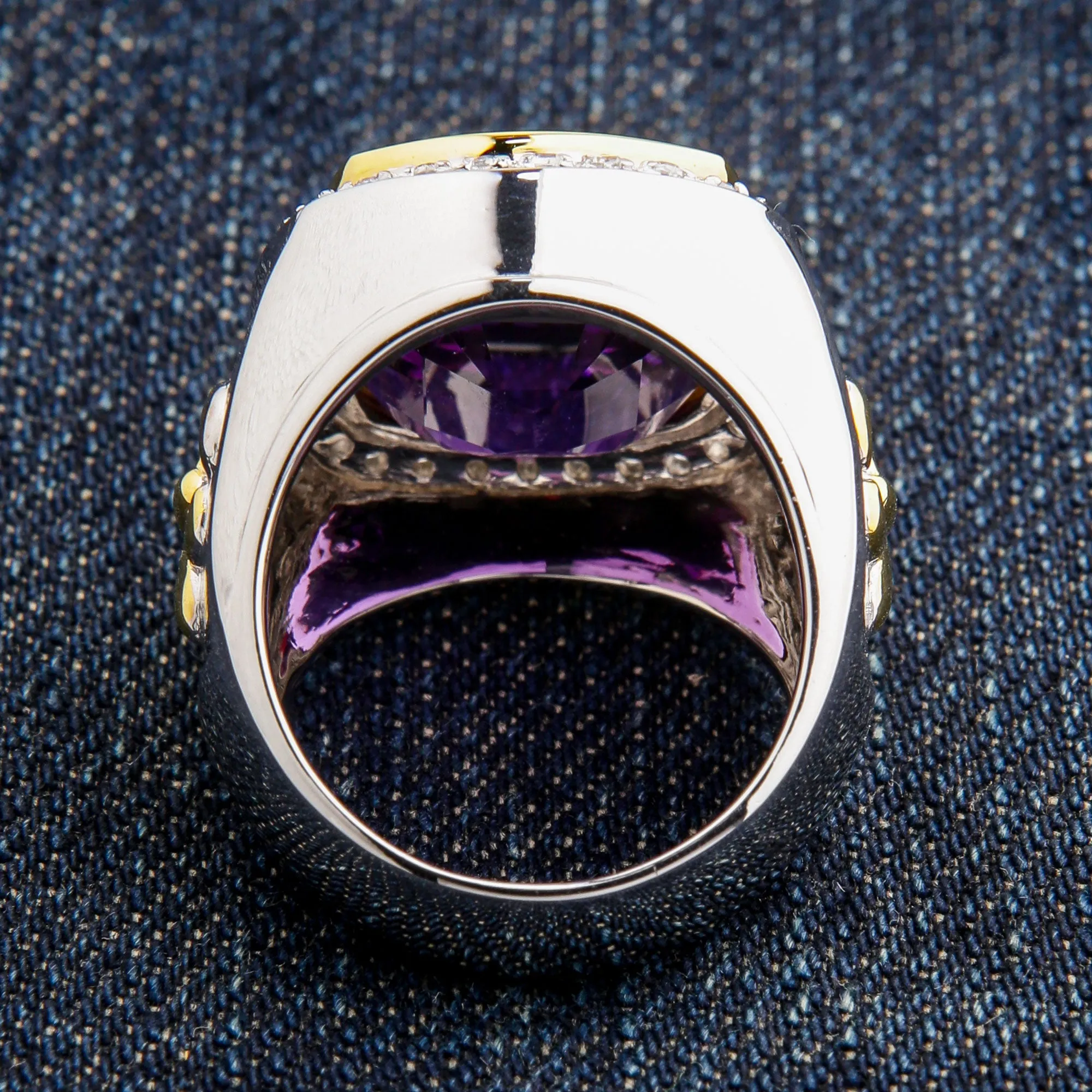 Sterling Silver Amethyst Fleur-de-Lis Bishop Ring