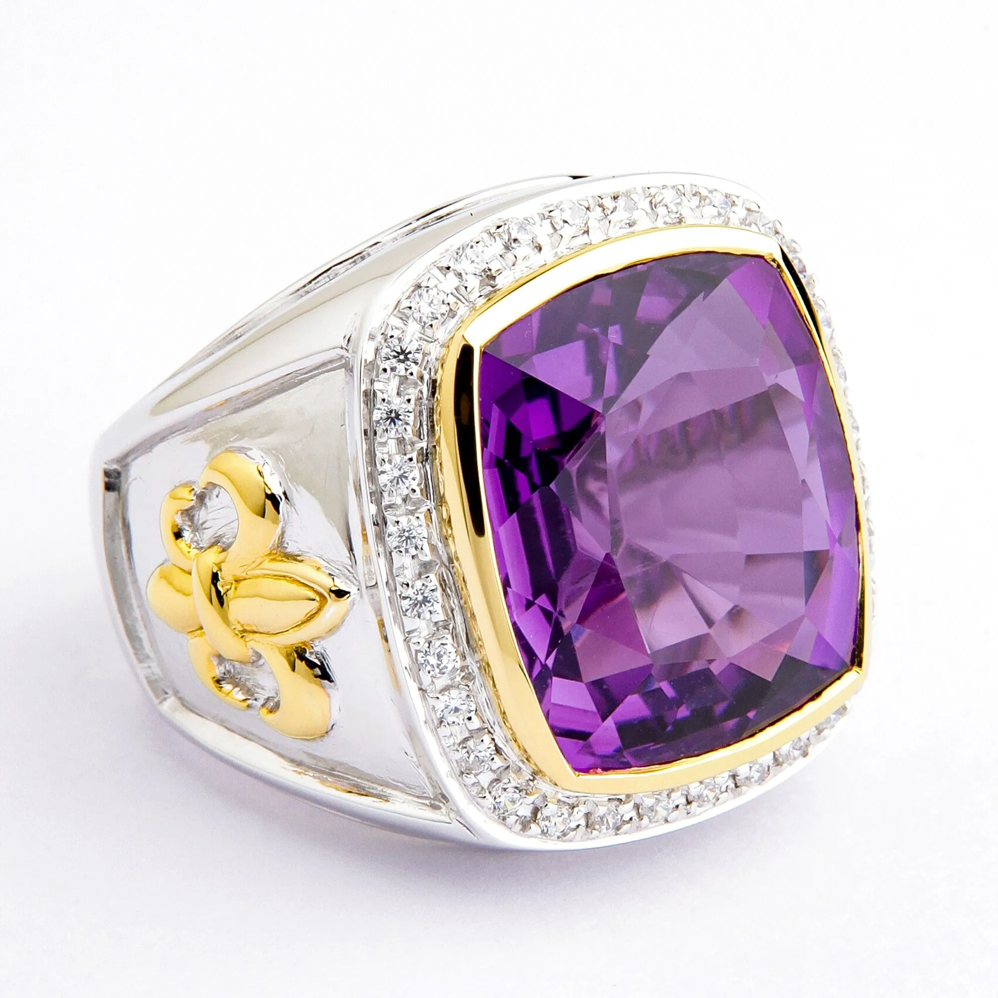 Sterling Silver Amethyst Fleur-de-Lis Bishop Ring