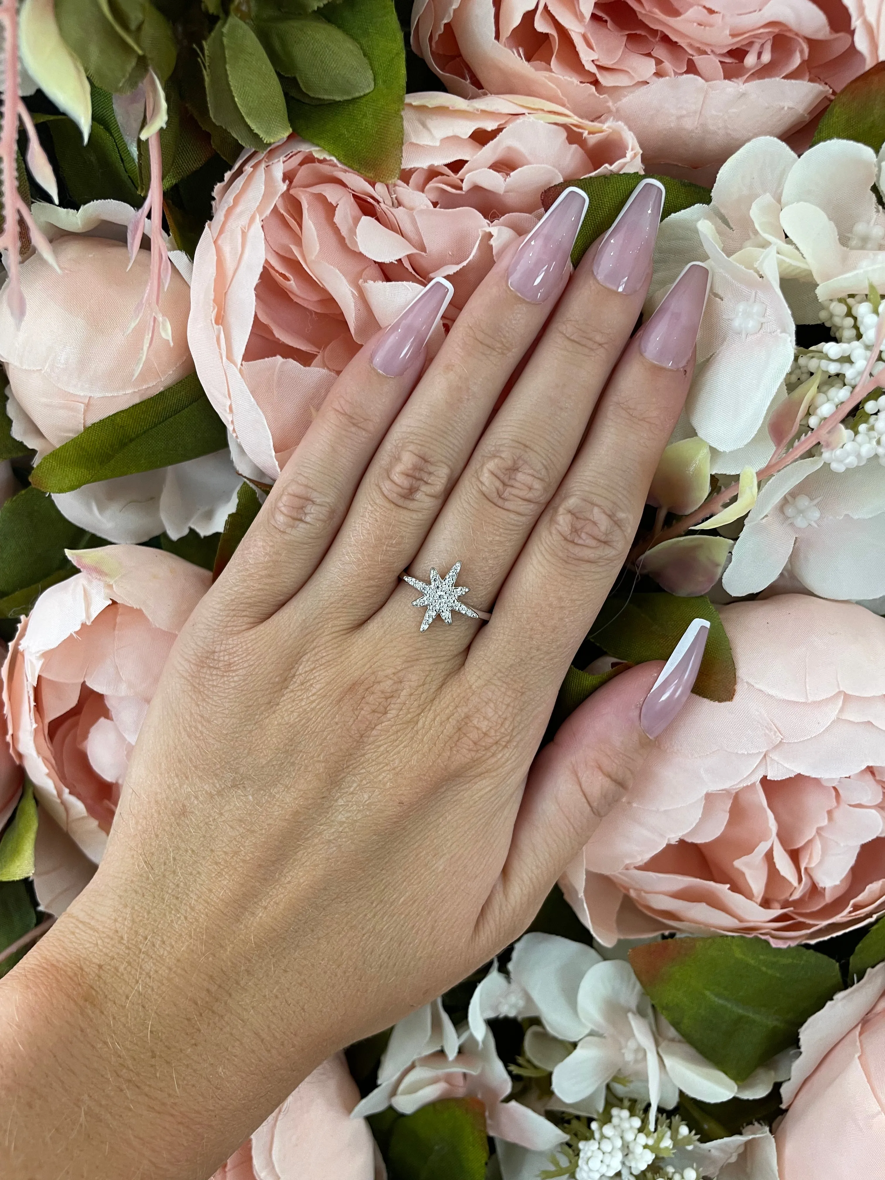 Sterling Silver & Cubic Zirconia Aurora Star Ring