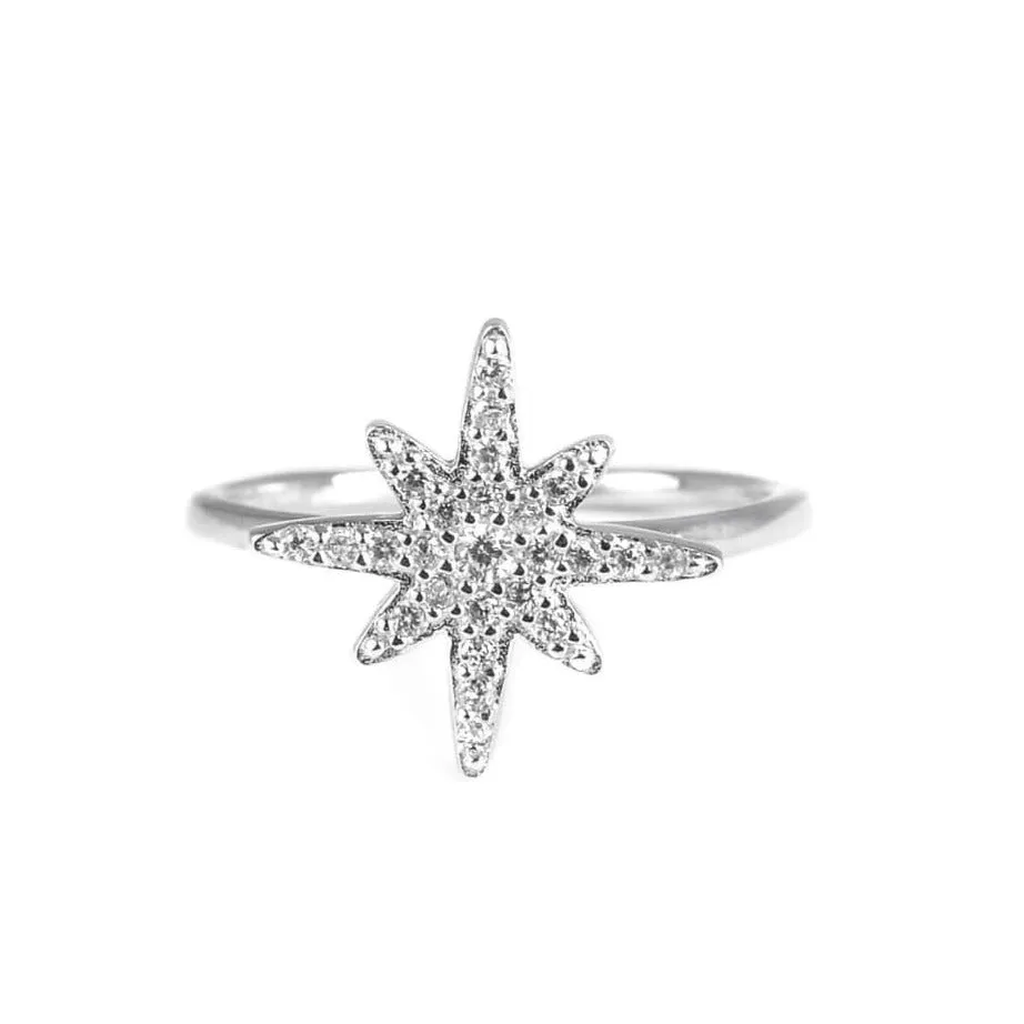 Sterling Silver & Cubic Zirconia Aurora Star Ring